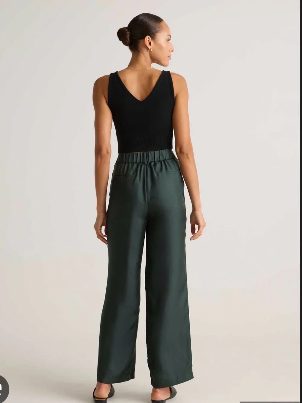 Quince 100% Silk Wool Trousers Forest Green Sz 8 - Picture 2 of 10